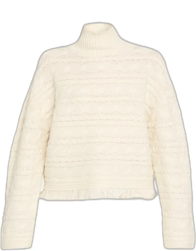 Cropped Cable Turtleneck Sweater