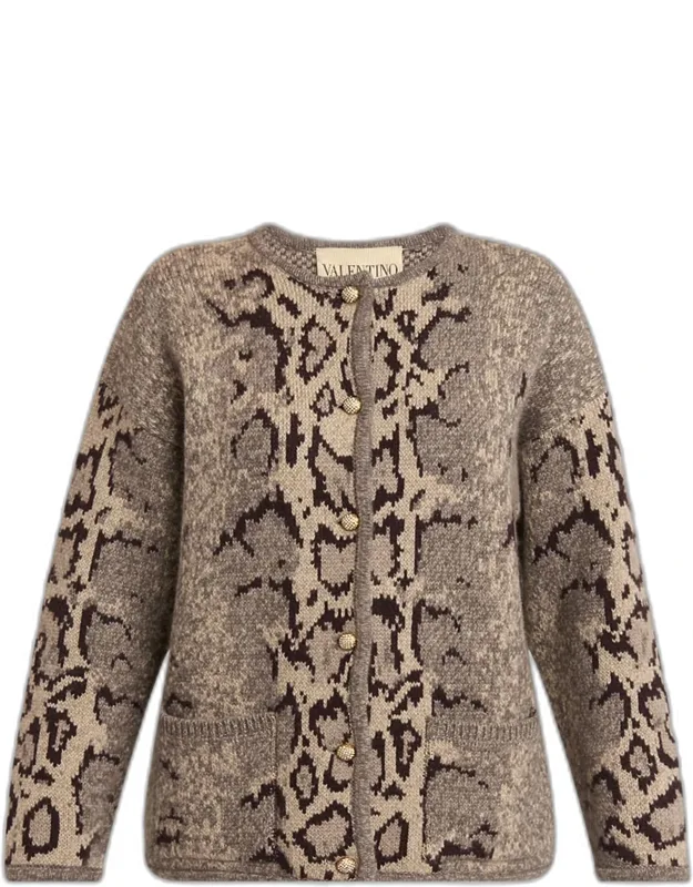 Snakeskin-knit Cashmere Cardigan
