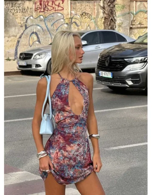 Lalona Halter Keyhole Mini Dress