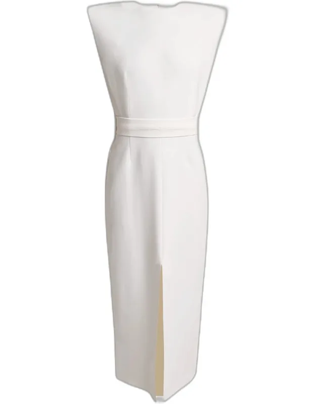 Sleeveless Crepe Midi Cape Dress