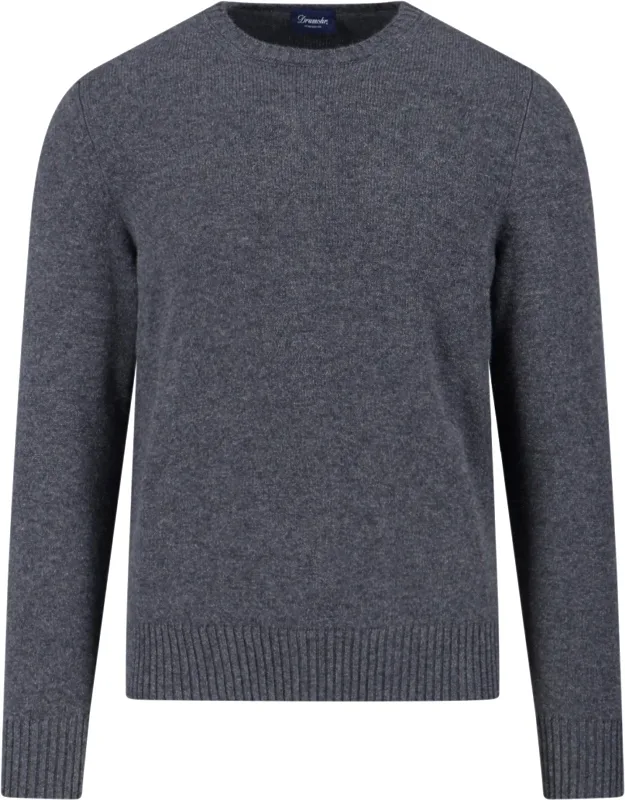 Cashmere Sweater With Ribbed Crew Neck And Long Sleeves