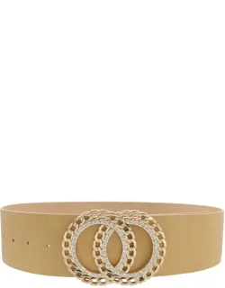 Double Circle Chain And Rhinestone Trim Design Belt