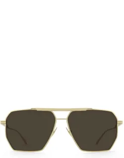 Bottega Veneta Aviator Gold Metal Sunglasses