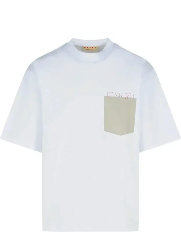 T-shirt With Ribbed Crew Neck And Contrast Chest Pocket