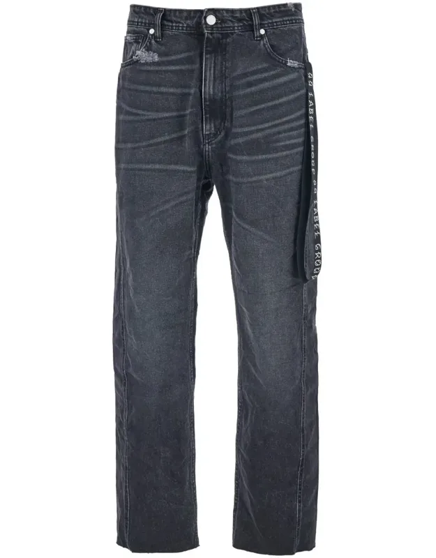 Jeans With Logo Patch On The Rear And Side Strap In Denim