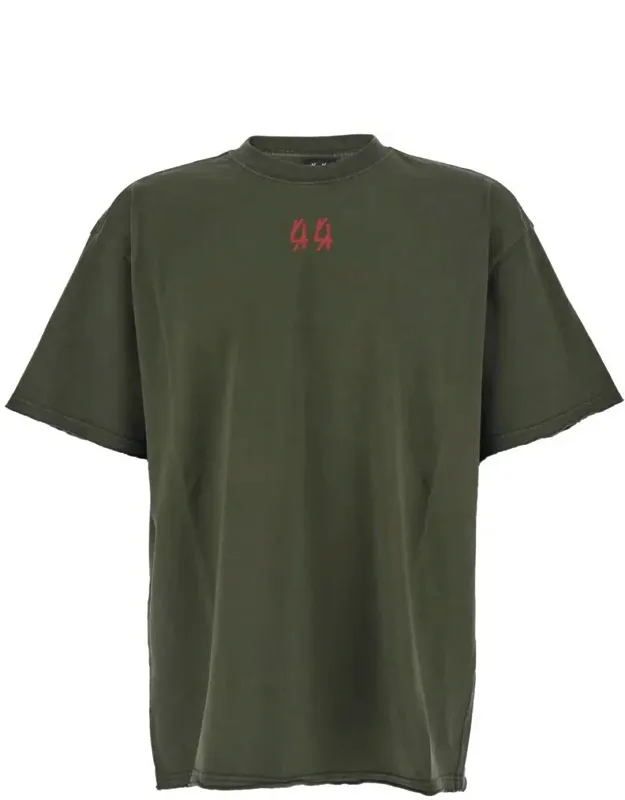 Crewneck T-shirt With Dropped Shoulders And Logo Print On Front And Rear In Cotton