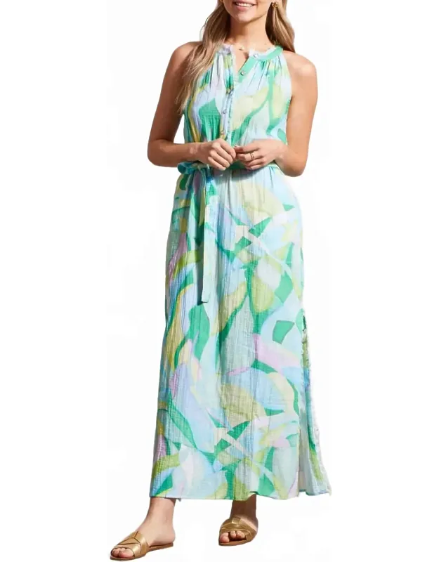 Halter Neck Maxi Dress With Sash
