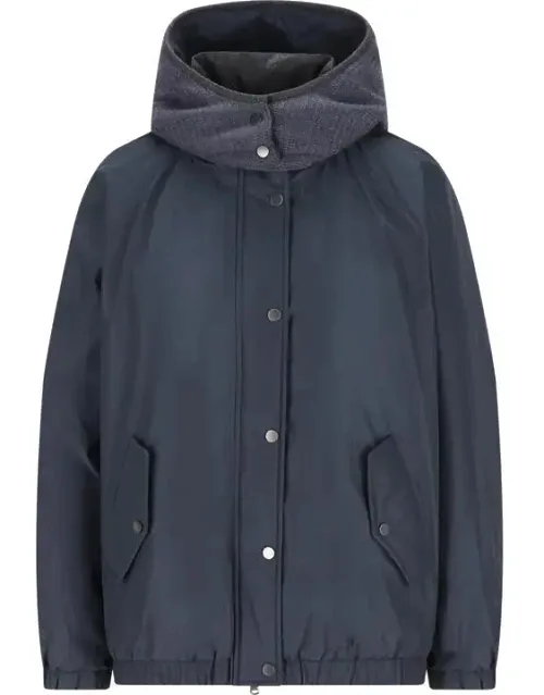 Short Down Jacket With Removable Hoodie