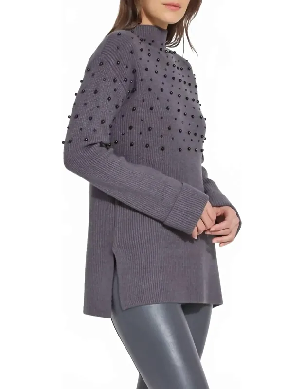 Embellished Pearl Pullover Sweater