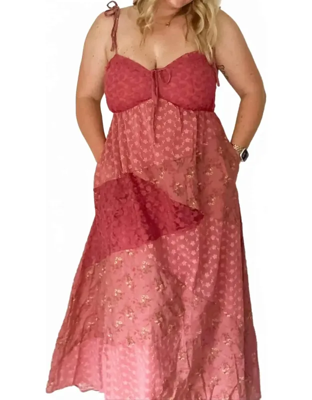 Floral Lace Patchwork Maxi Slip Dress