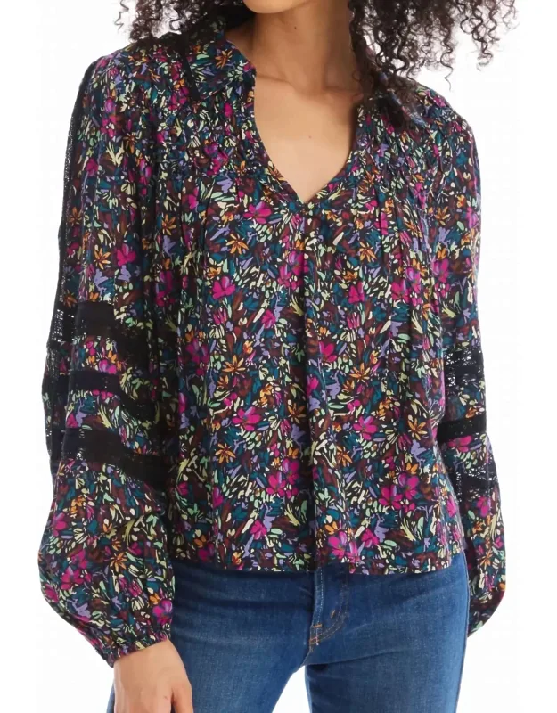 Loose Fit Blouse In Ditsy Floral