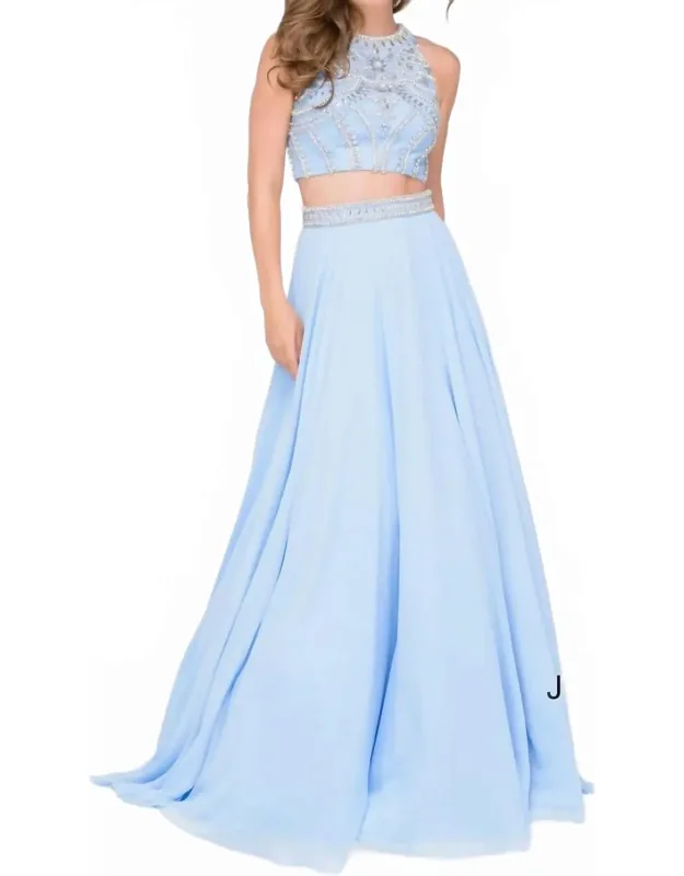Two-piece Chiffon Embellished Prom Dress