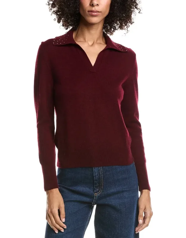 Wool & Cashmere-blend Crystal Polo Sweater