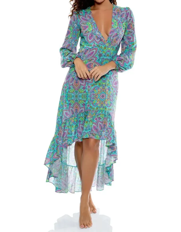 Groovy Hi Lo Long Sleeve Midi Dress
