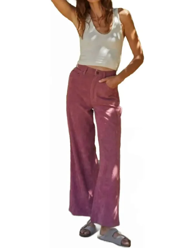 Woven Corduroy High Waisted Straight Fit Pants