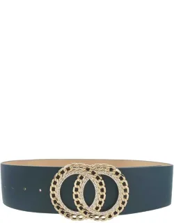 Double Circle Chain And Rhinestone Trim Design Belt