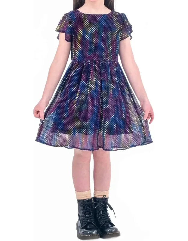 Rainbow Dress In Metallic Dots