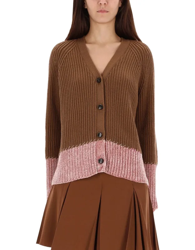 Cardigan With Color Block Pattern