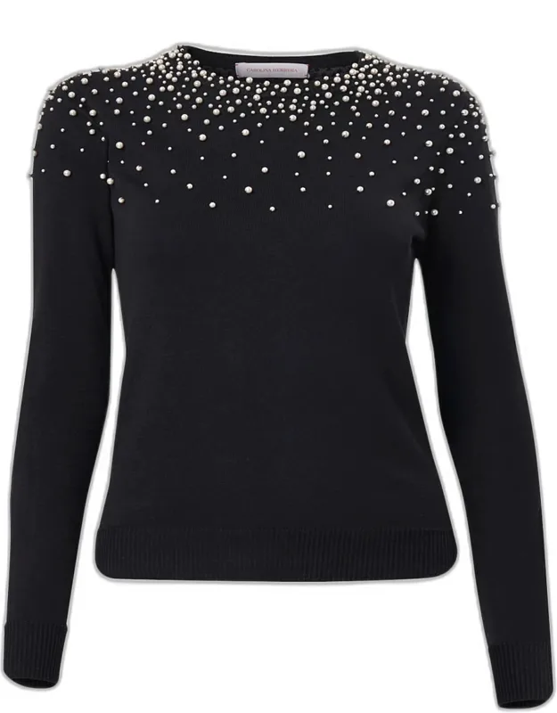 Pearly Collar Silk-cotton Sweater