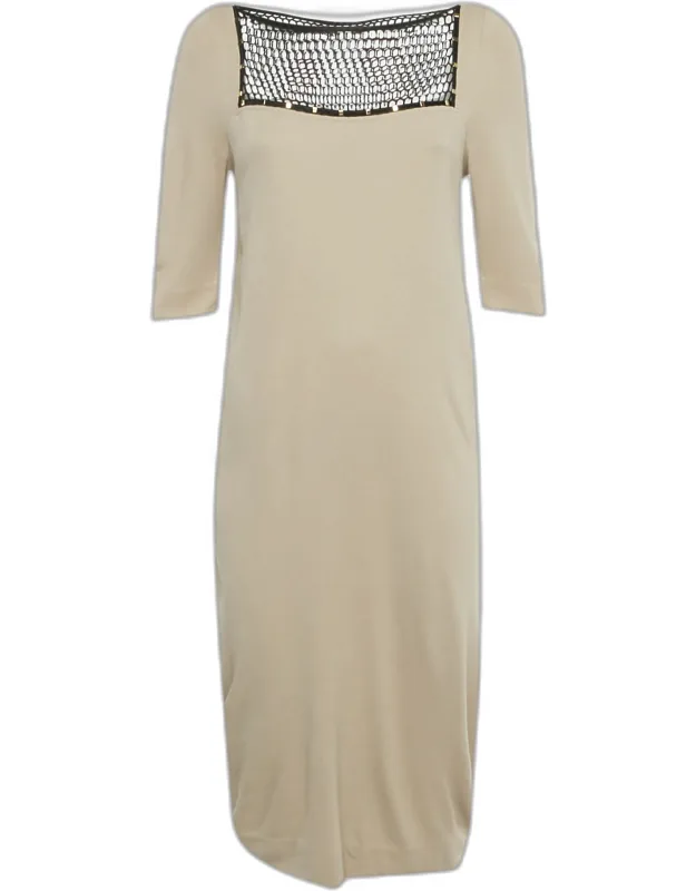 Mesh Detail Jersey Midi Dress