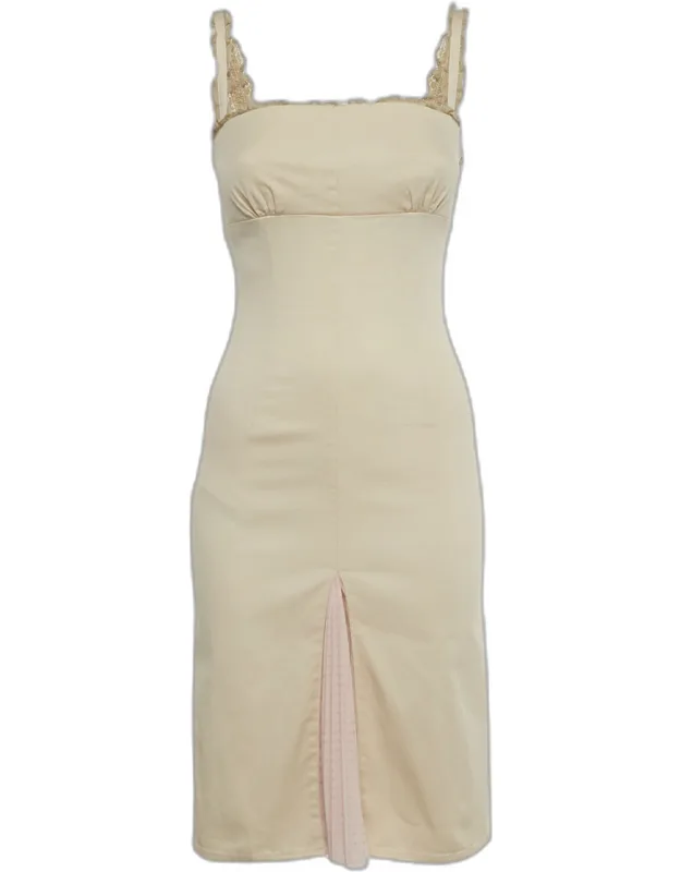 Cotton Plisse Detail Sleeveless Midi Dress