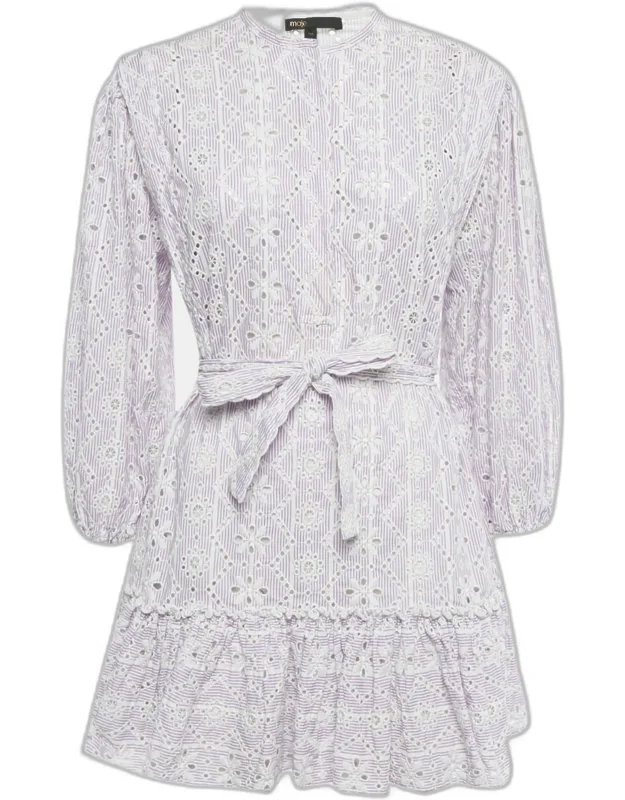 Embroidered Cotton Belted Mini Dress