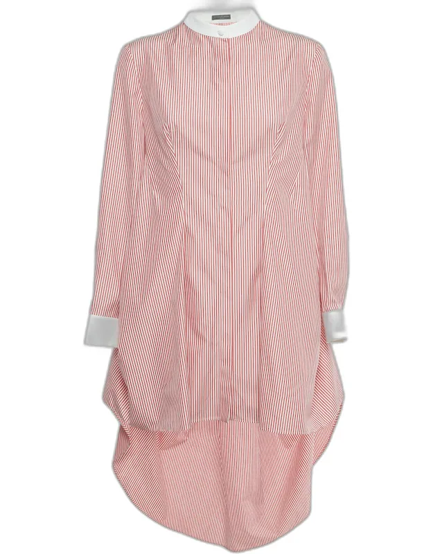 Striped Cotton High Low Shirt Dress