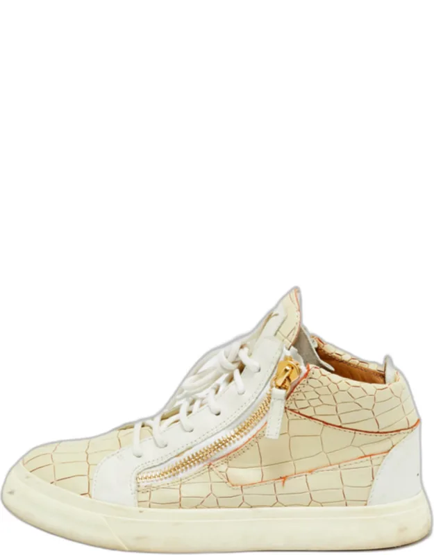 Croc Embossed And Leather High Top Sneakers