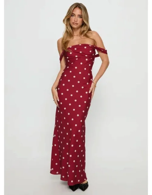 End Credits Off Shoulder Pleat Maxi Dress