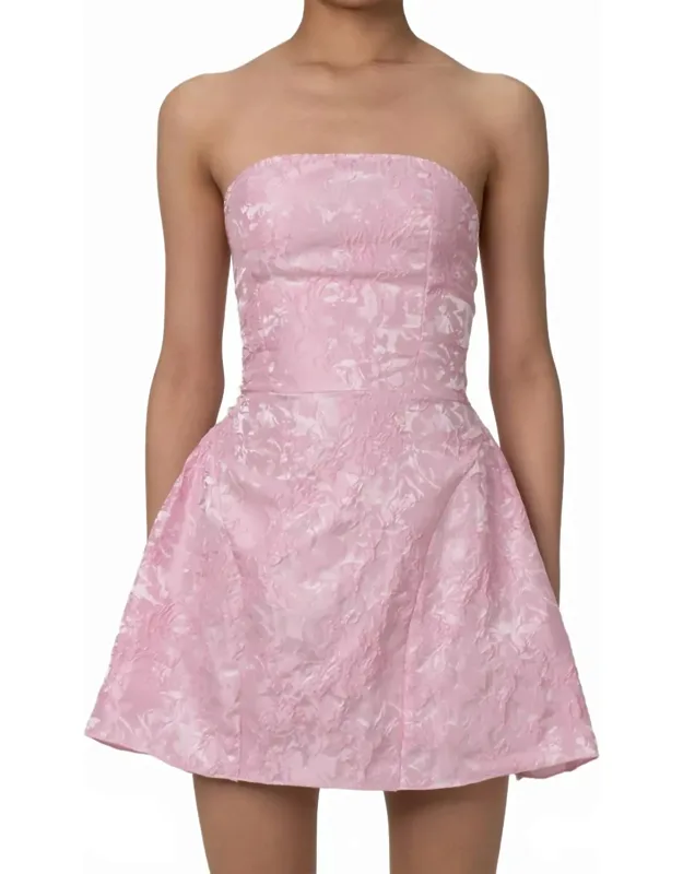 Floral Jacquard Strapless Mini Dress