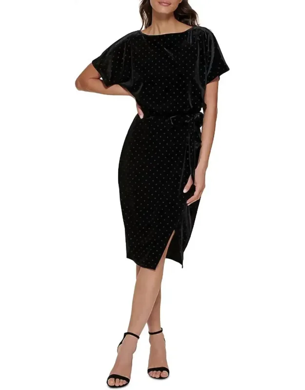 Studded Velvet Sheath Dress