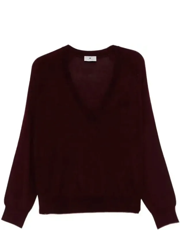 Wool Blend Tricot V-neck Sweater