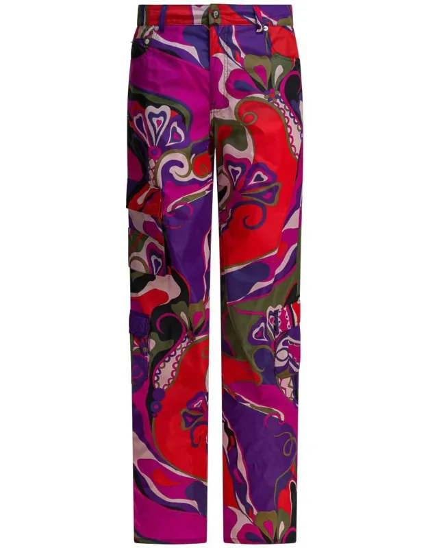 Cargo Pants With Orchidee Print
