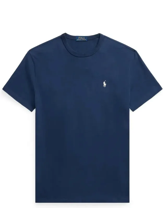 T-shirt With Ribbed Crewneck And Contrasting Pony Embroidery