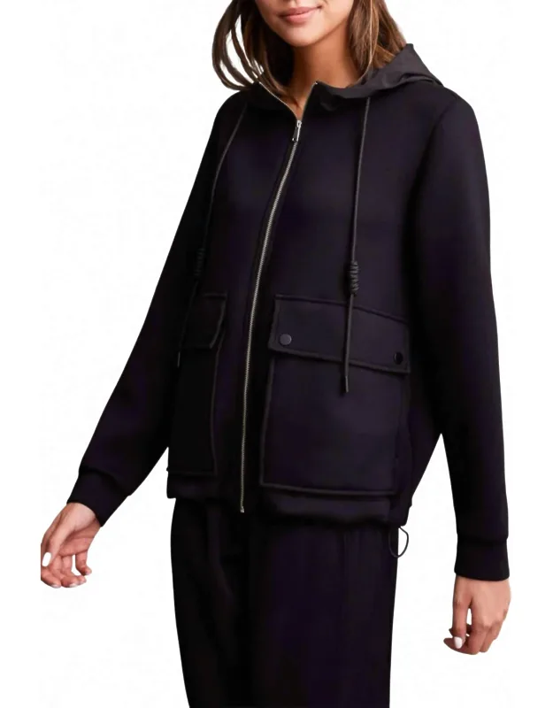 Scuba Knit Hooded Zip Up Jacket