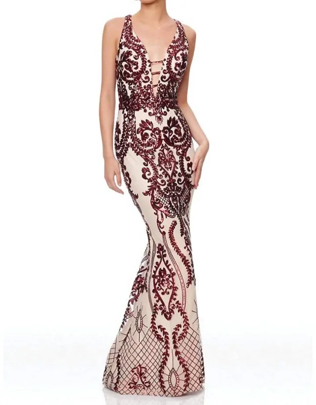 Sequined Deep V-neck Mermaid Dress