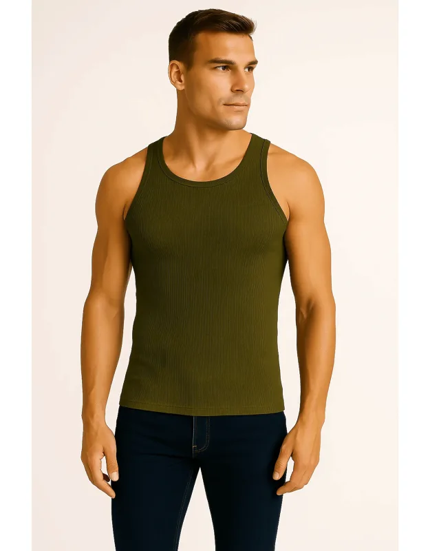 Galaxy Heavyweight Ribbed Tank Top With A-line Neck Cut And Double Stitched Hem