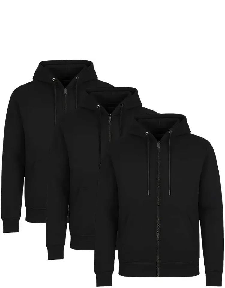 Heavyweight Fleece-lined Full-zip Hoodie - 3 Pack