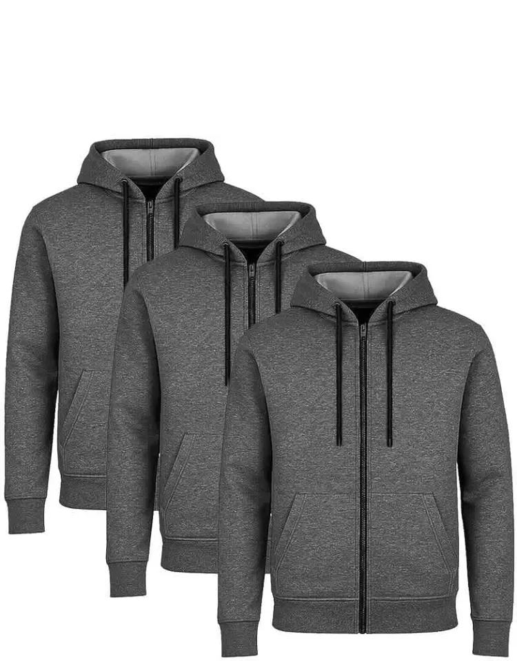 Heavyweight Fleece-lined Full-zip Hoodie - 3 Pack