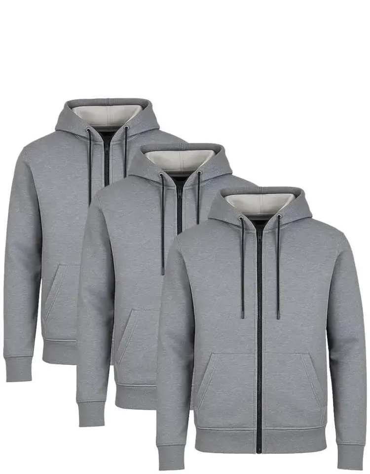 Heavyweight Fleece-lined Full-zip Hoodie - 3 Pack