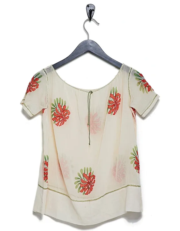 1930s Cream Silk Embroidered Top