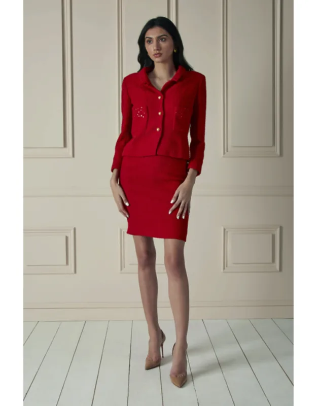 100% Silk Tweed Skirt Suit
