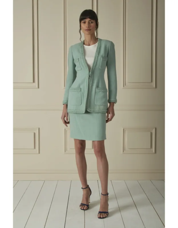 100% Silk Wool-blend Skirt Suit