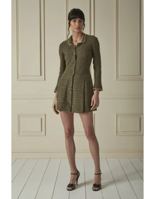 100% Wool Woven Tweed Mini Dress