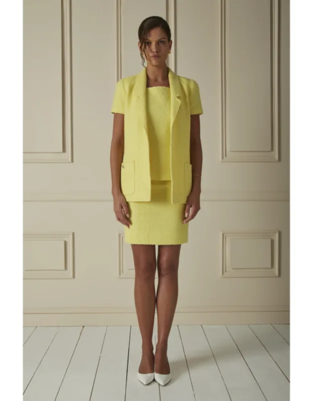 Silk And Lycra Wool Blend Three-piece Skirt Set