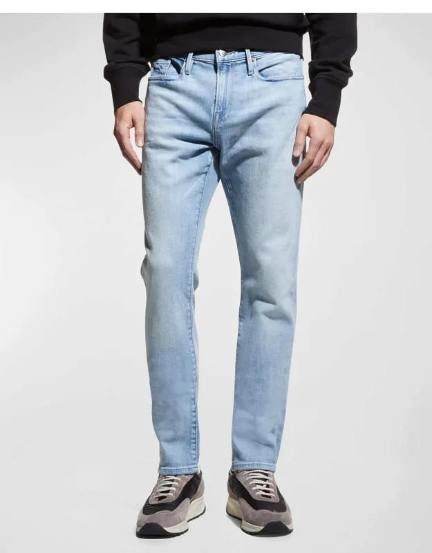 L'homme Slim Jeans In Lightwash Denim With Flat Front And Five-pocket Style