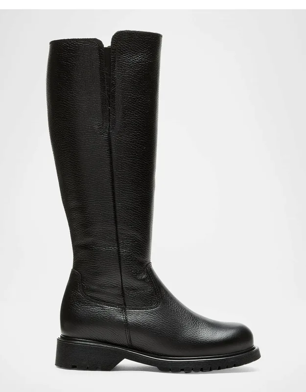 Shearling-lined Pebbled Leather Knee-high Boots