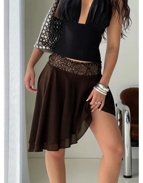Chiffon Waterfall Midi Skirt