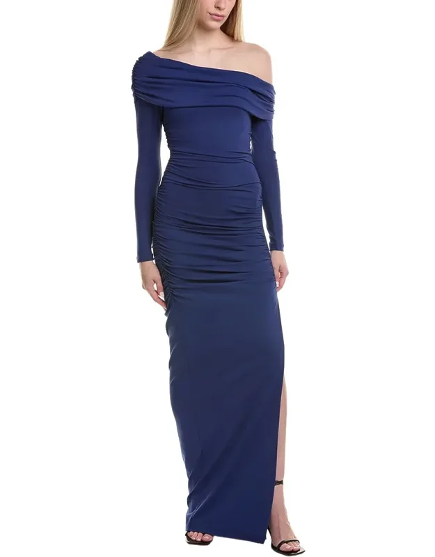 One-arm Off-shoulder Side Slit Maxi Dress