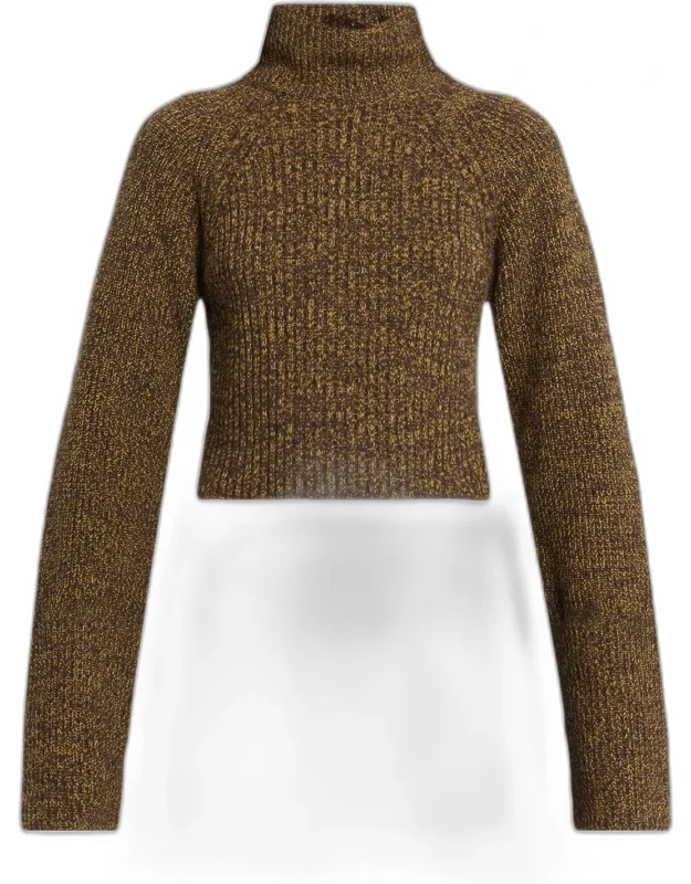 Elba Turtleneck Rib Knit Wool Sweater
